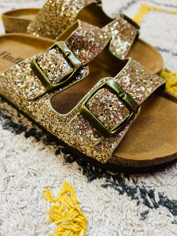 Sandales plates - Paillettes Gold