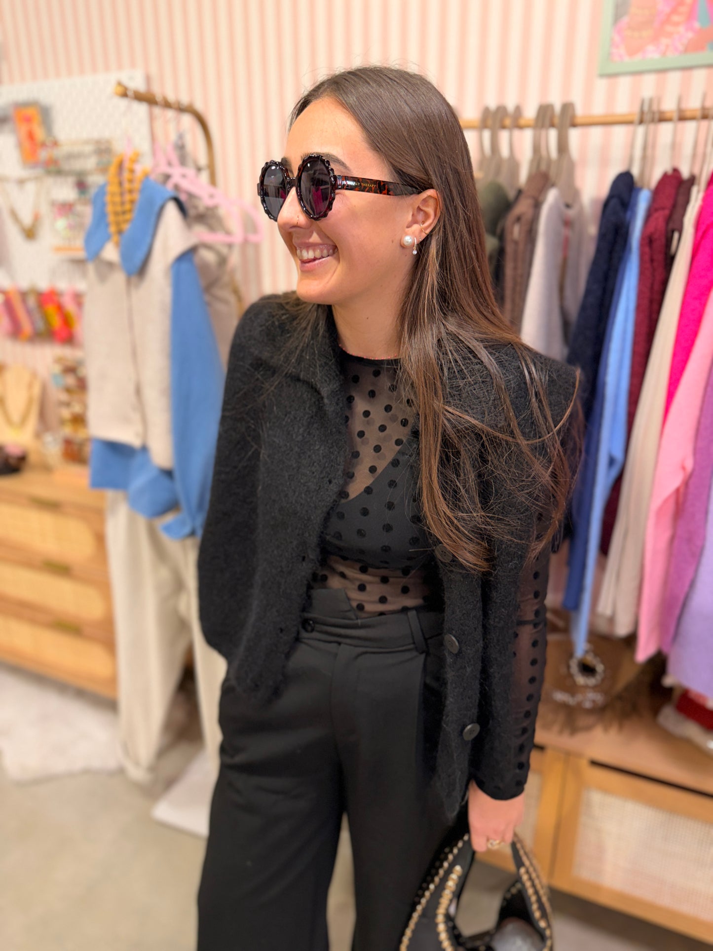 Top Pois tulle noir