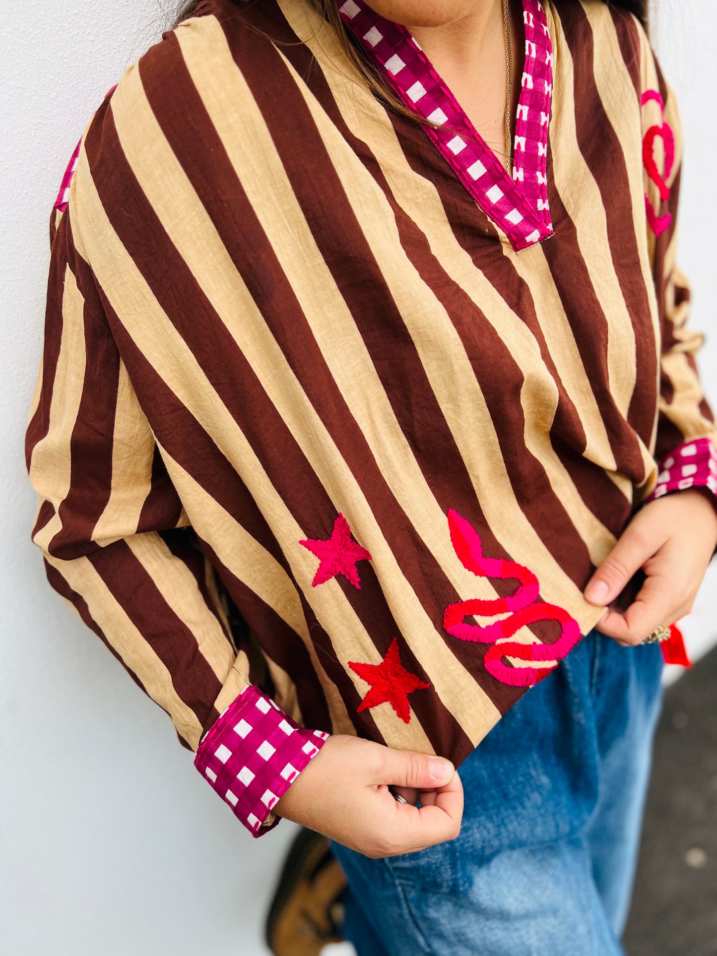 Blouse KIMA - Rayée marron