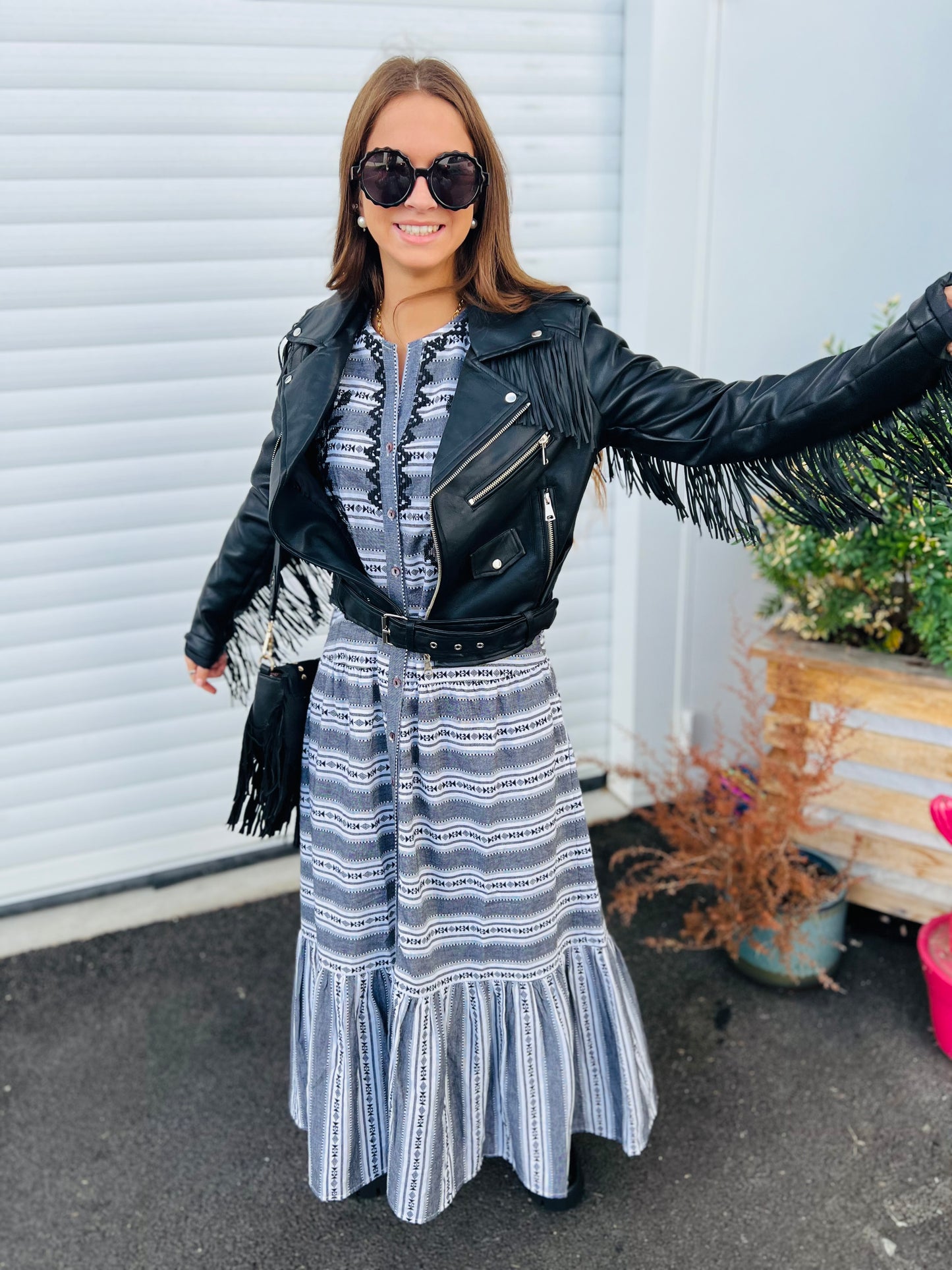 Robe longue bohème Agata - Noir