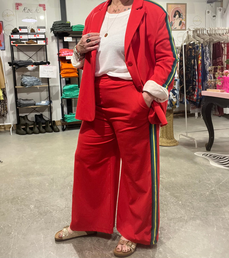 Pantalon FEVER BANDE by Banditas - Rouge kiss