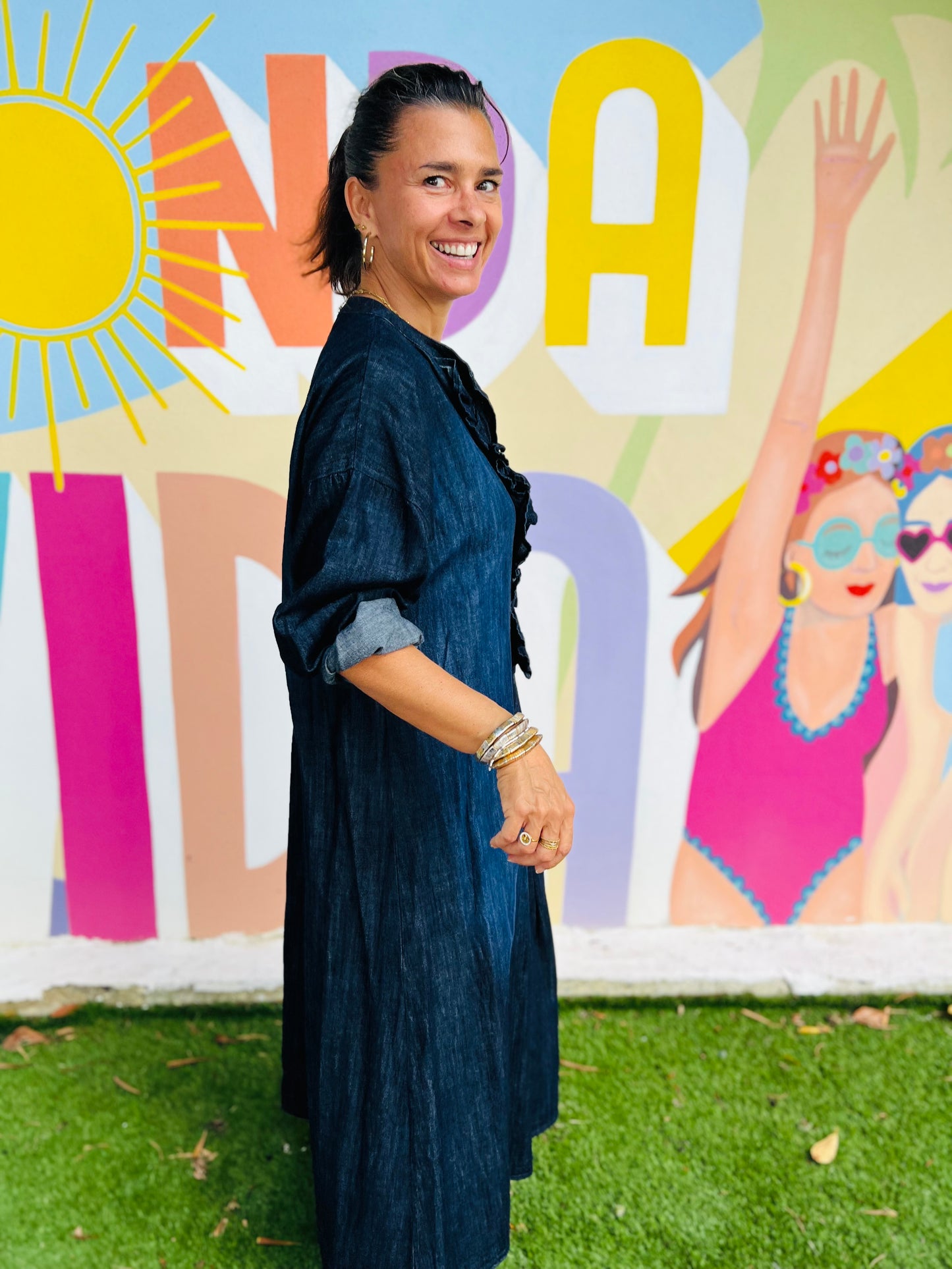 Robe longue en jean BENTON by Banditas - Denim bleu