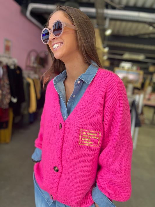 Gilet Gaspard grosse maille - Fuschia