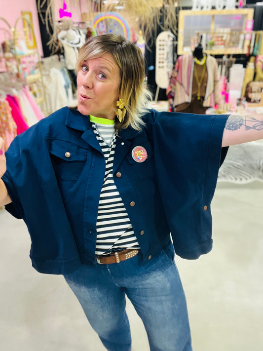 Veste en toile oversize Agave - Marine