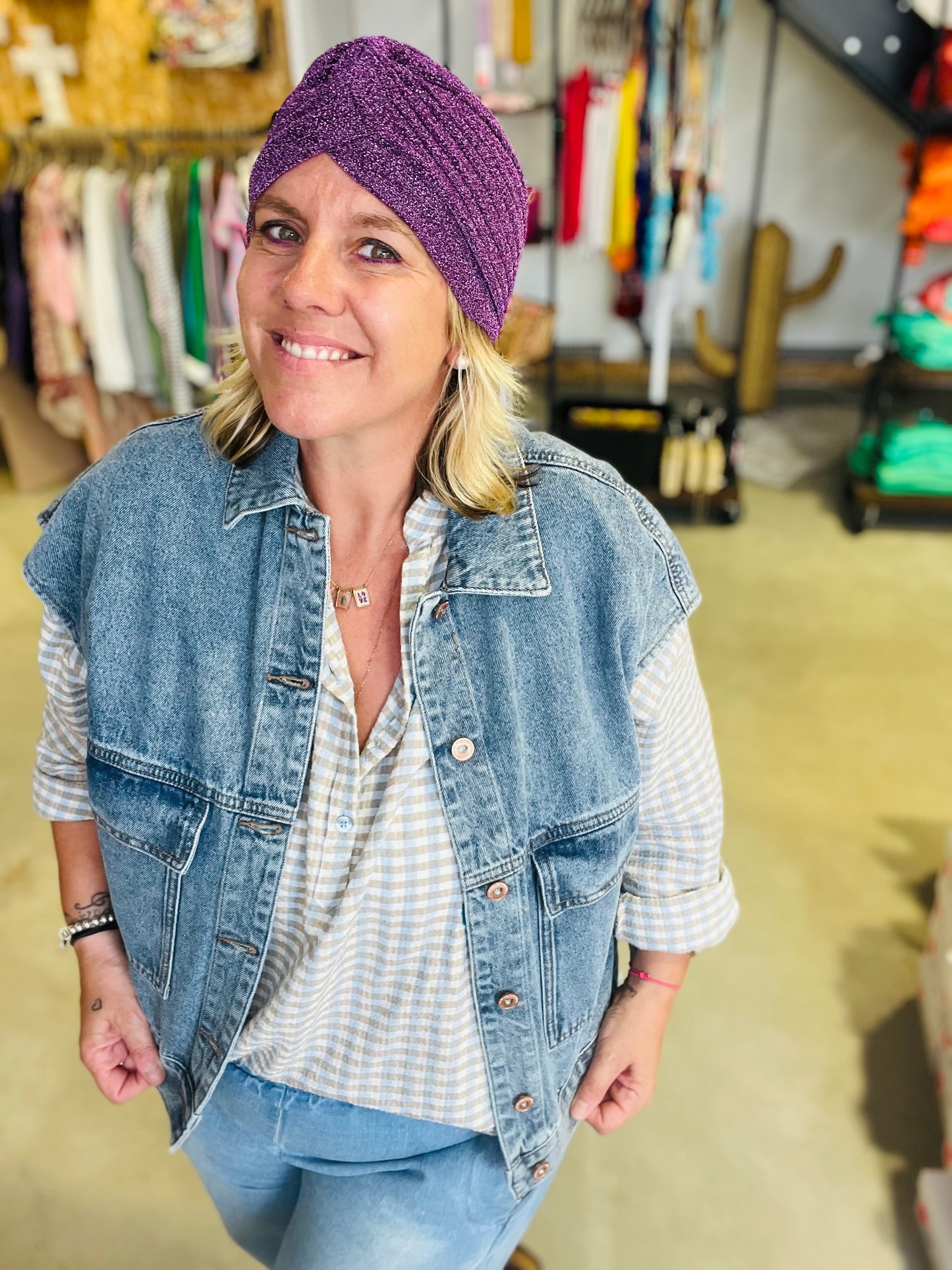 Veste en jean sans manche Cindi