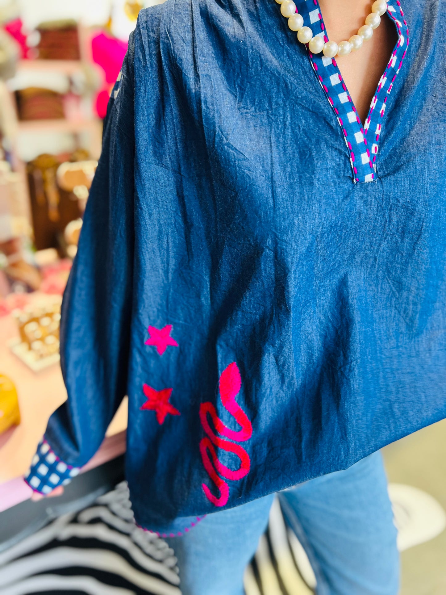 Blouse KIMA - Denim vichy