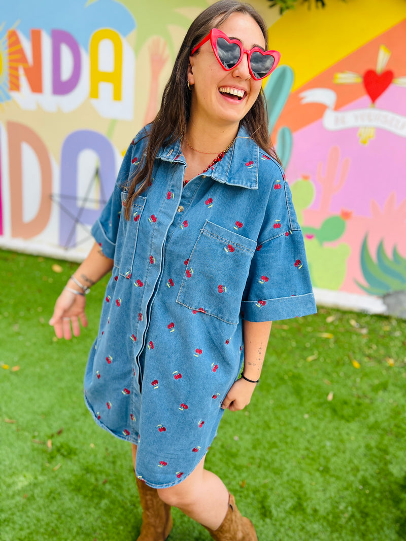 Robe courte en jean CHERRY