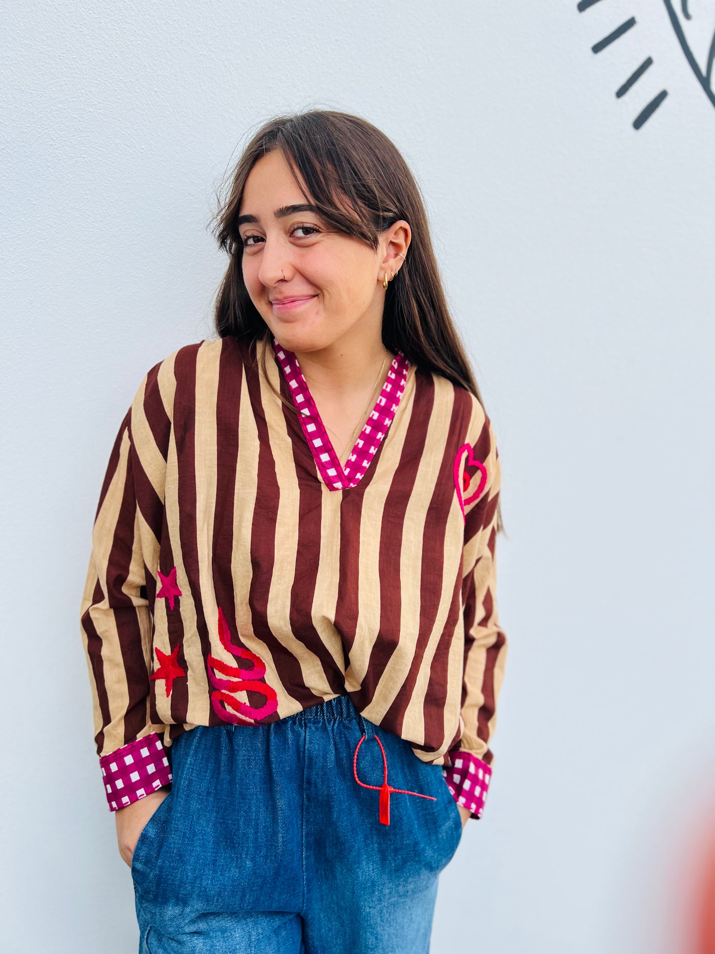 Blouse KIMA - Rayée marron