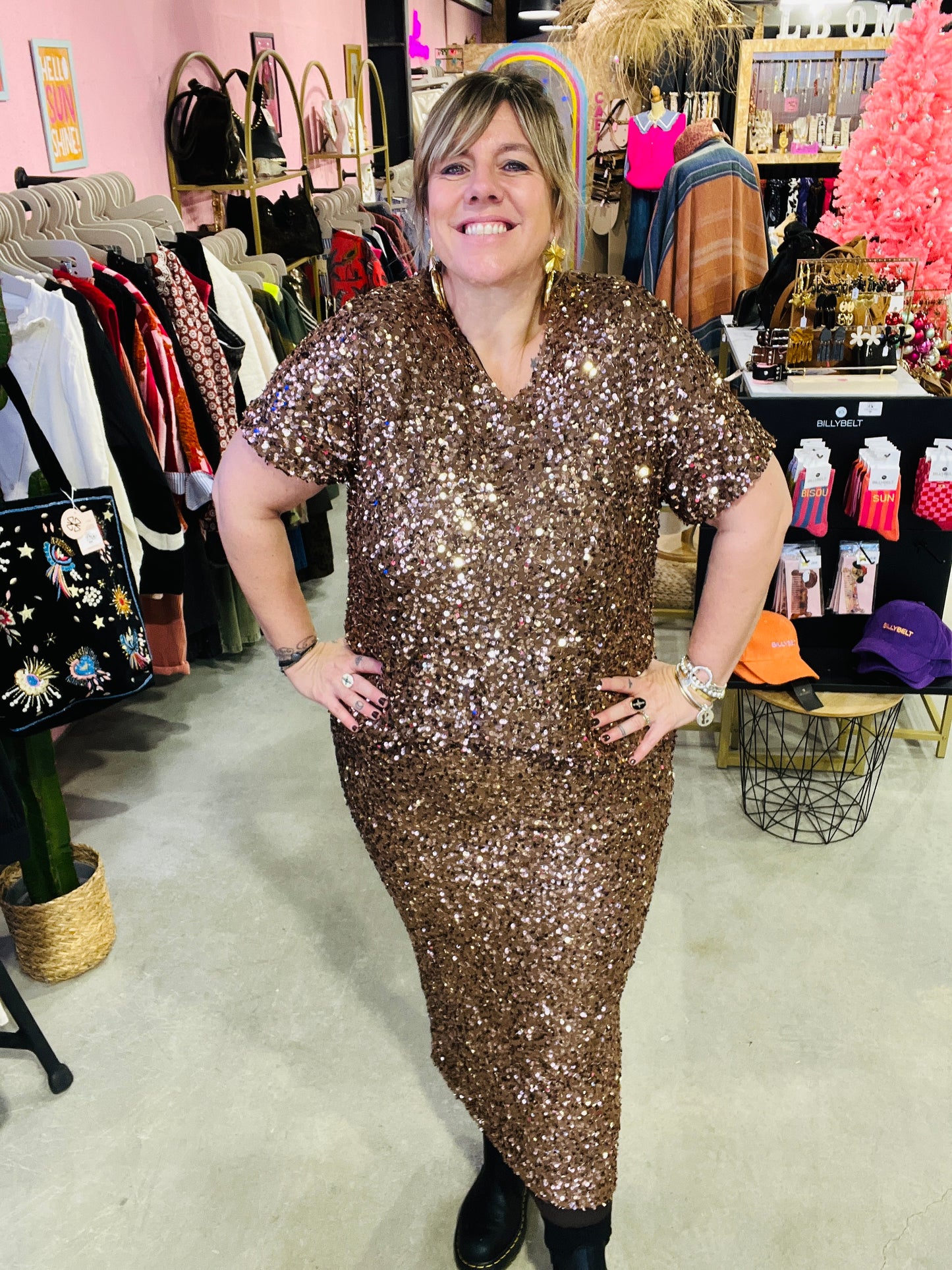 Jupe sequins Elma - Bronze