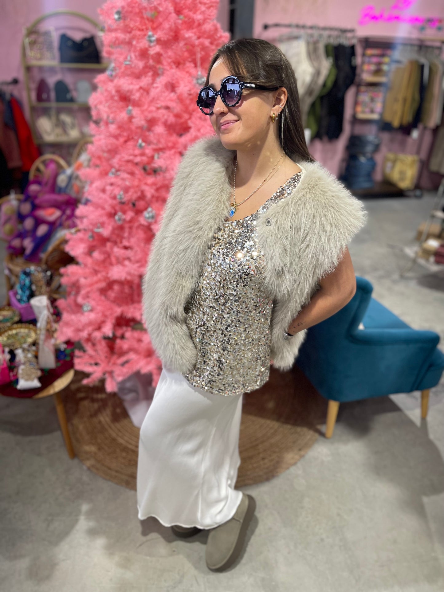 Top sequins Molly - Champagne