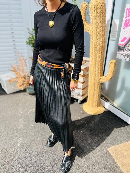 Jupe simili cuir Kao - Noir