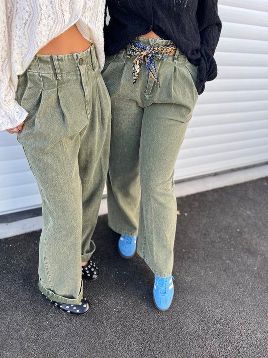 Pantalon à pinces Milky - Kaki