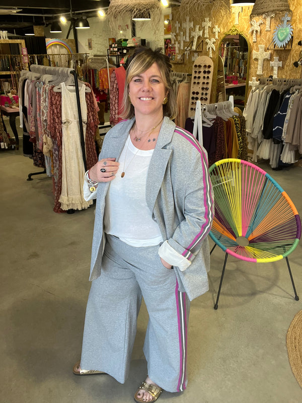 Pantalon FEVER BANDE by Banditas - Gris chiné