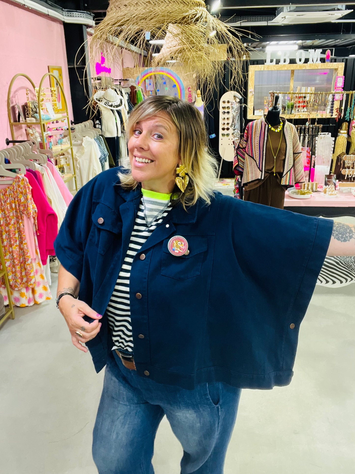 Veste en toile oversize Agave - Marine