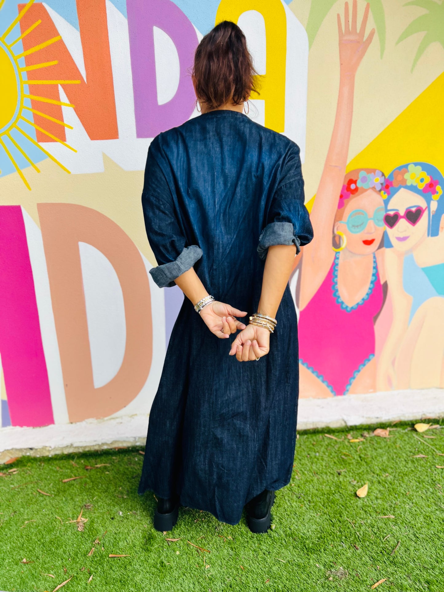 Robe longue en jean BENTON by Banditas - Denim bleu