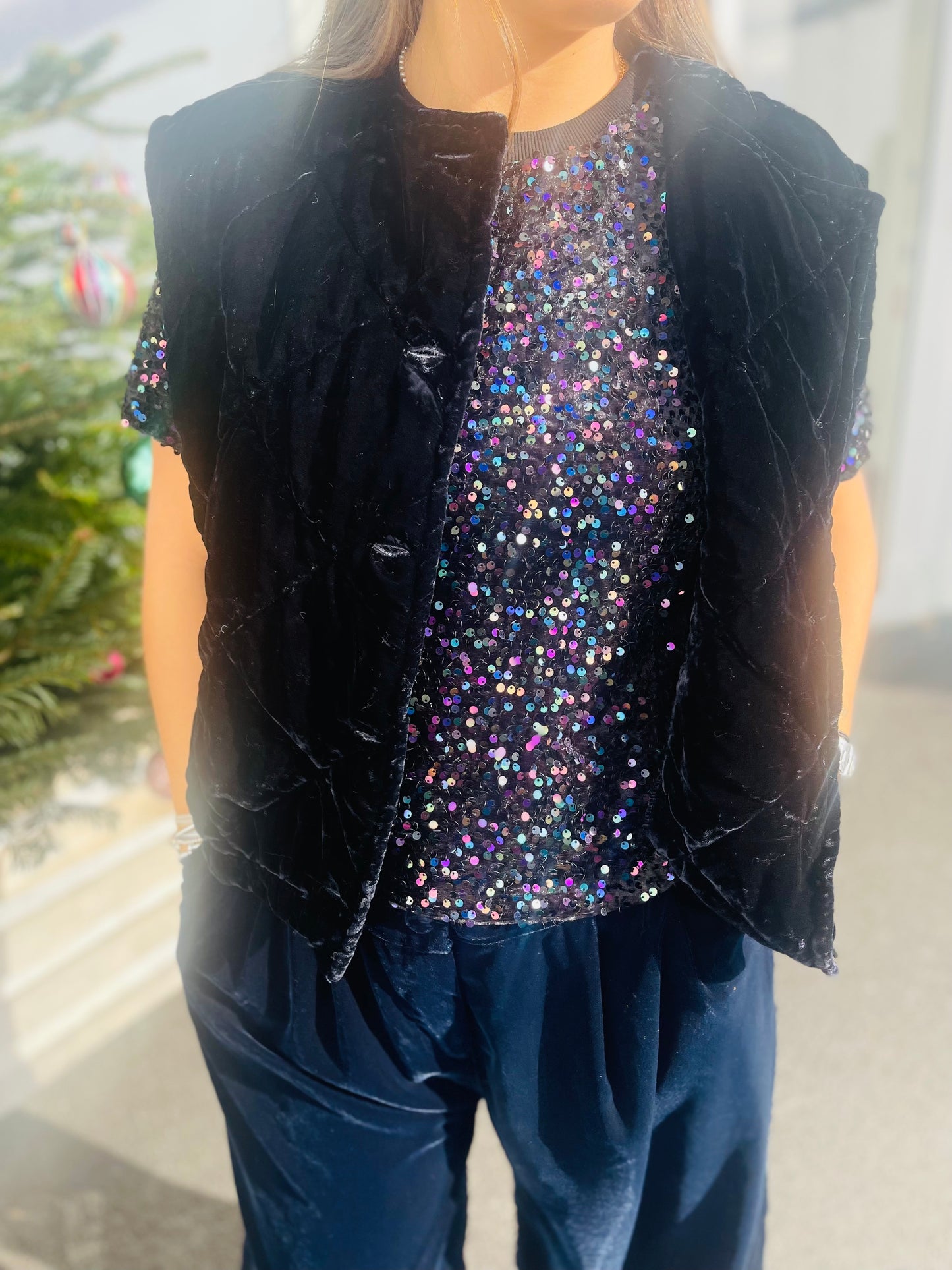 Top sequins Fiesta - noir reflet multiciolore