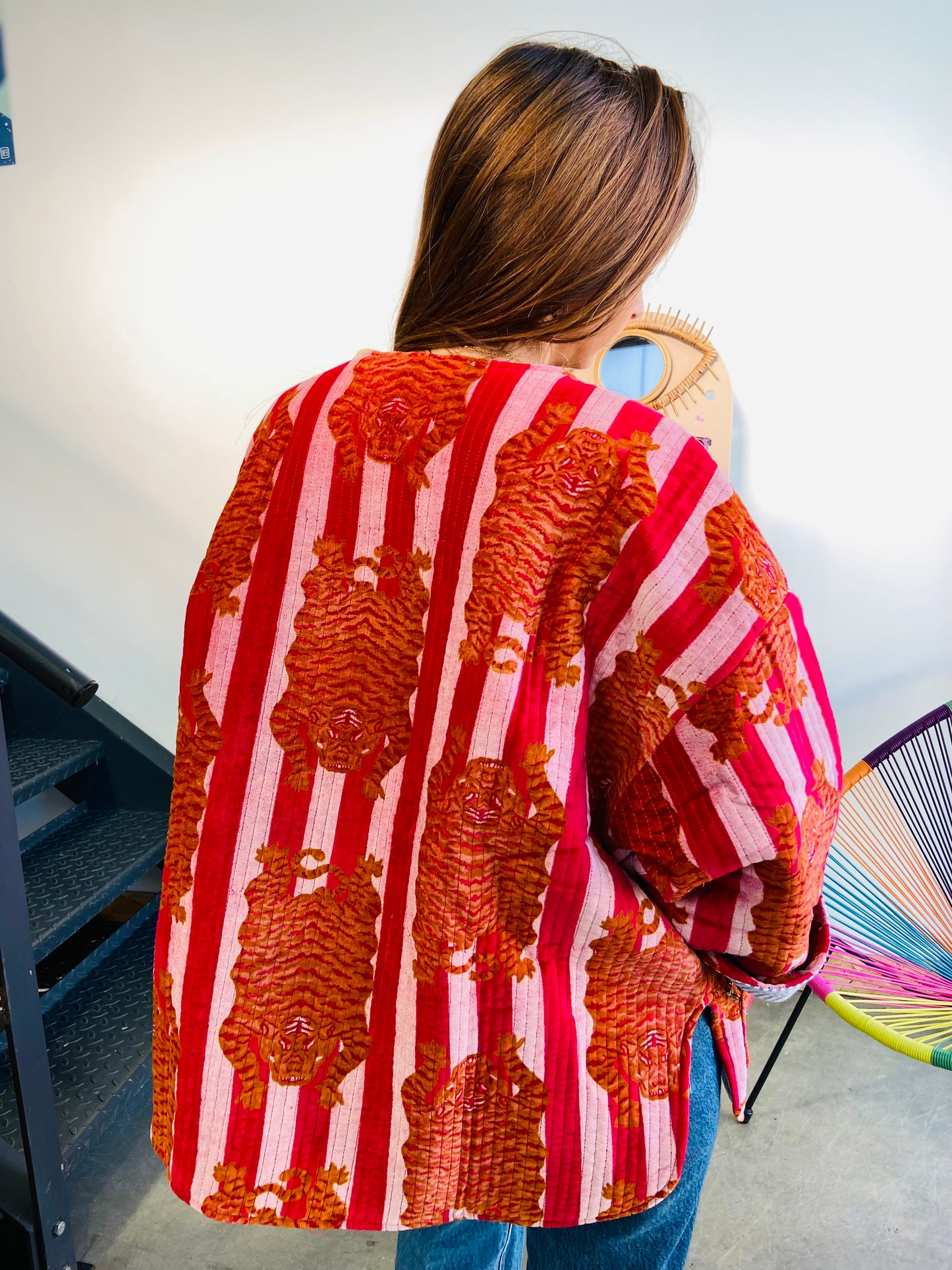 Veste matelassée velours TIGER - Rose