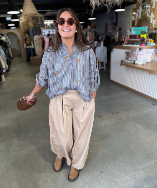 Pantalon large SHANE - Camel