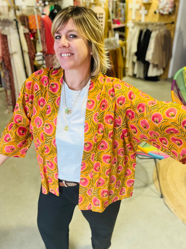 Kimono coton Maupiti court - Safran
