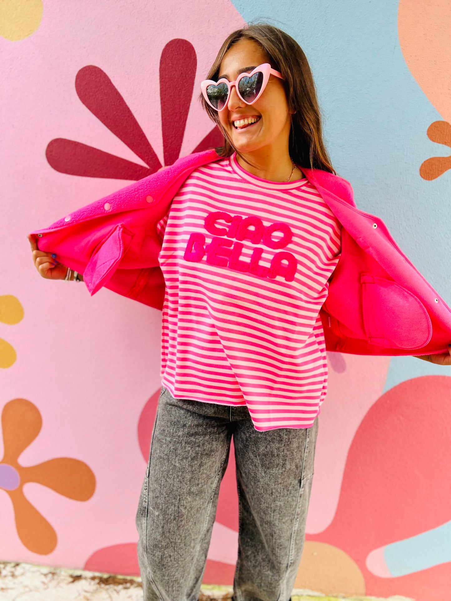 T-shirt Riri - marinière rose