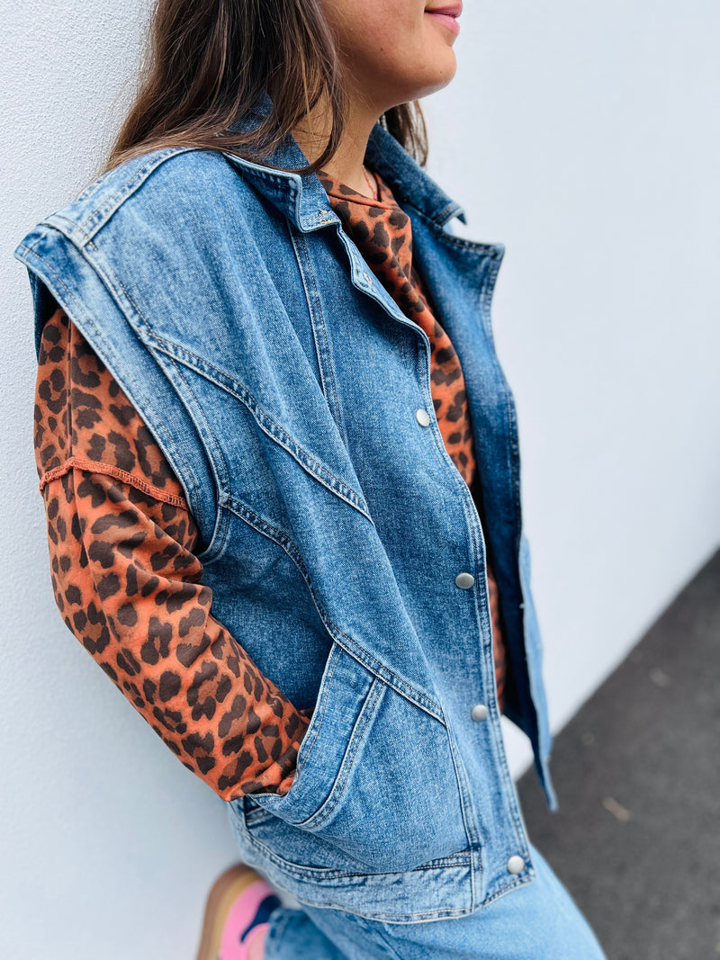 Veste en jean sans manche ELIA