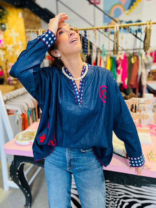 Blouse KIMA - Denim vichy