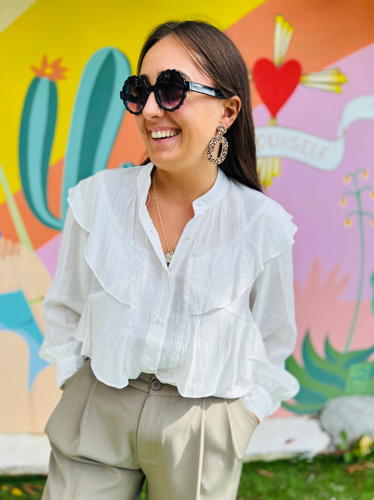 Blouse à volants Manille - Blanc