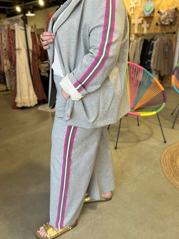 Pantalon FEVER BANDE by Banditas - Gris chiné