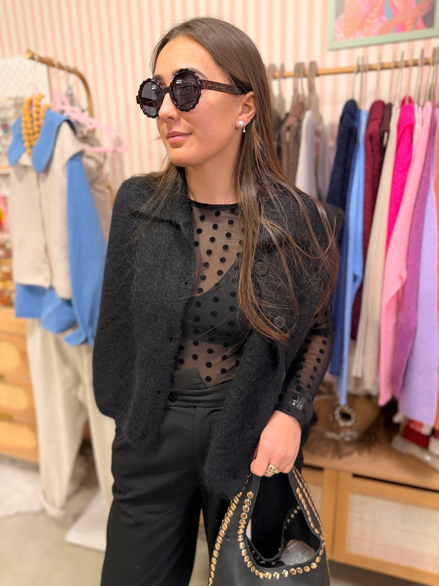 Top Pois tulle noir