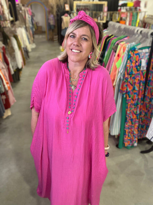 Robe longue Kafta - Rose