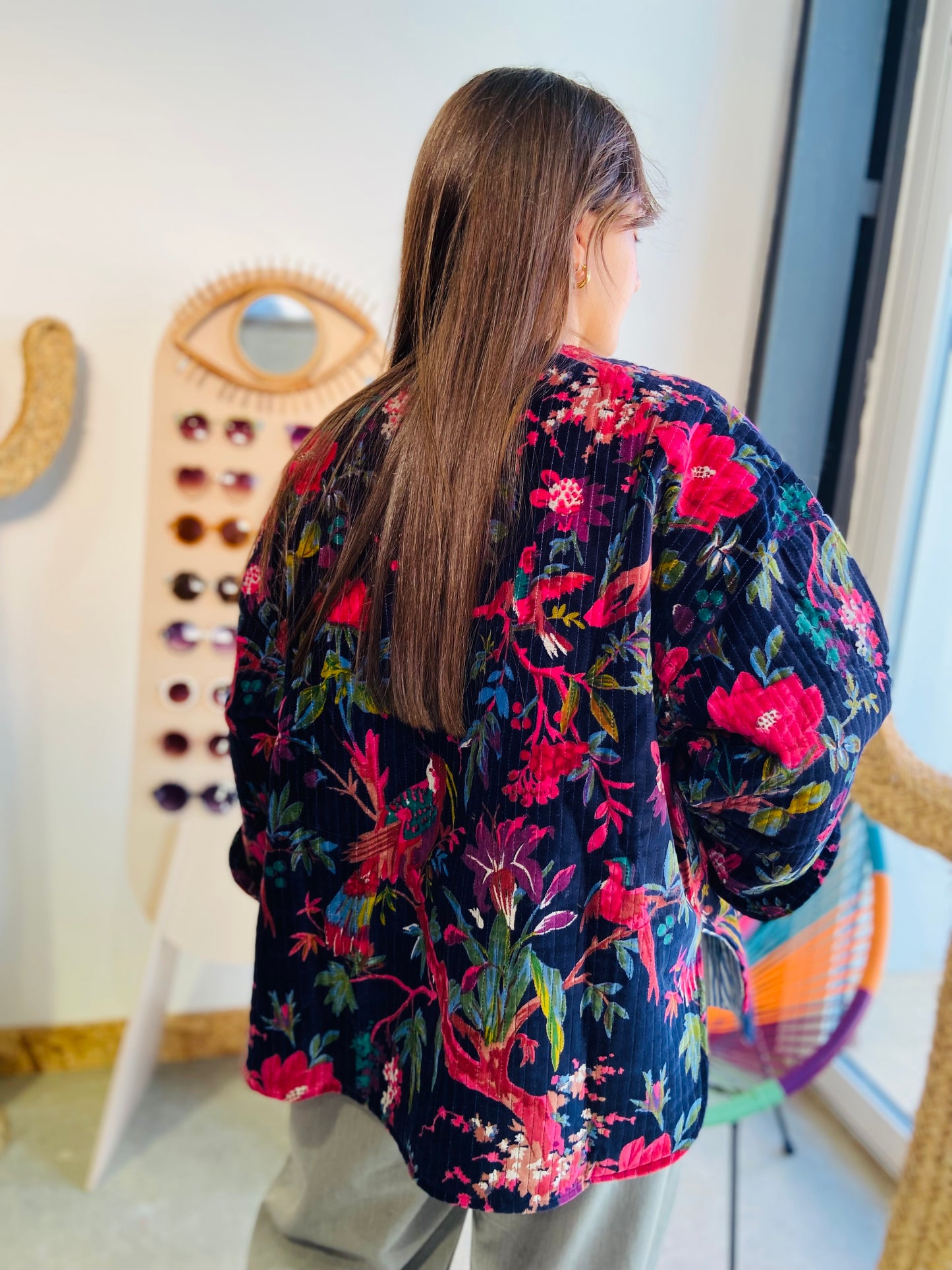 Veste matelassée velours TIGER - Marine