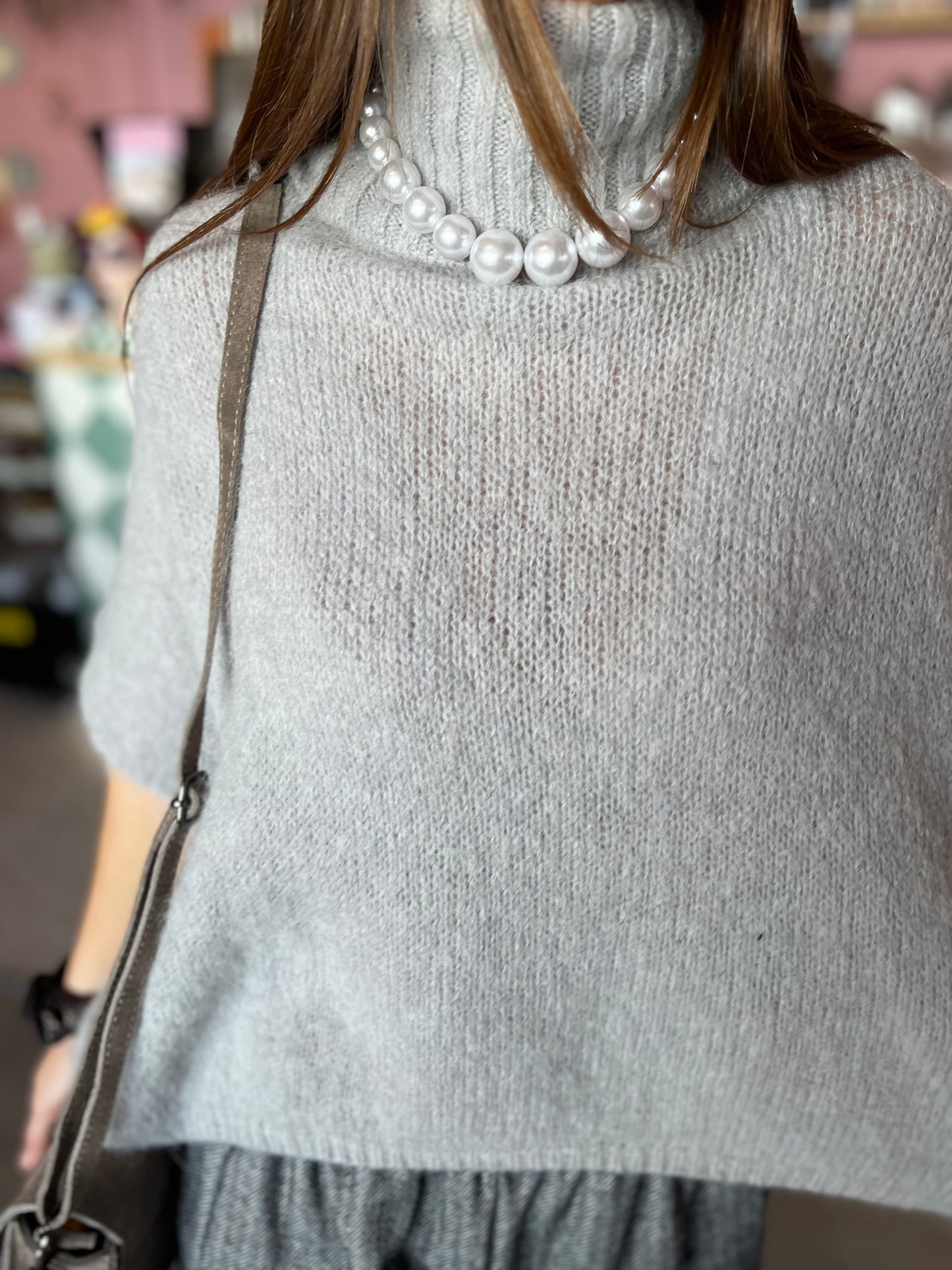 Pull grand col INDI - Gris perle