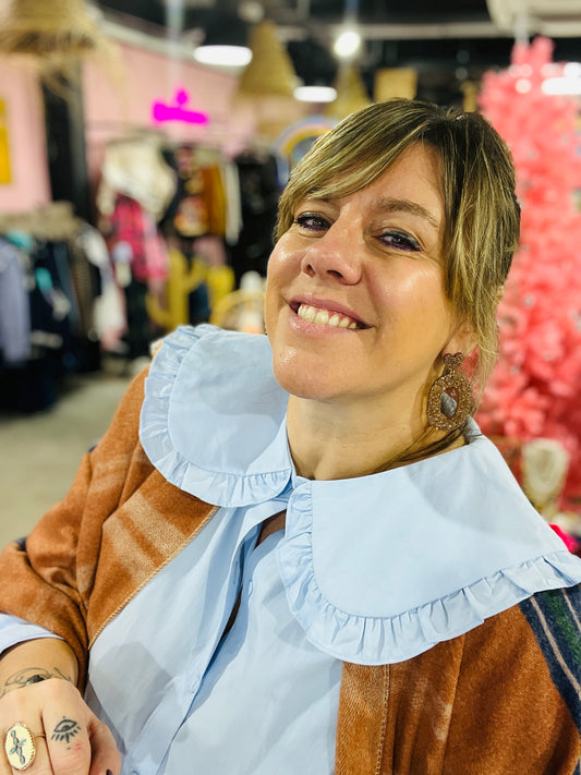 Chemise col claudine Maite - Bleu ciel