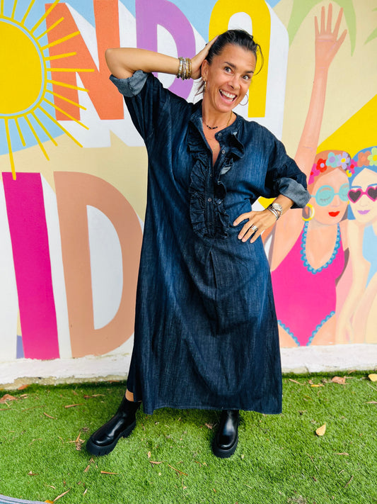 Robe longue en jean BENTON by Banditas - Denim bleu