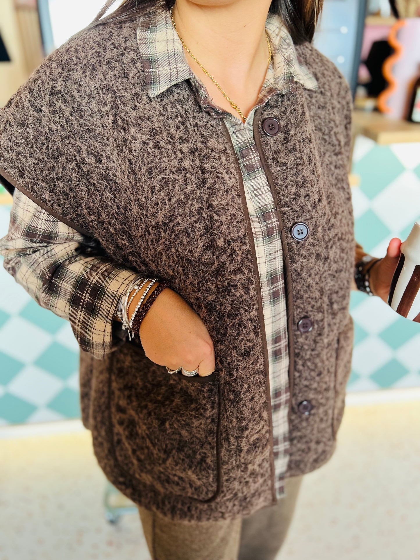 Veste sans manche laine Peru - Choco