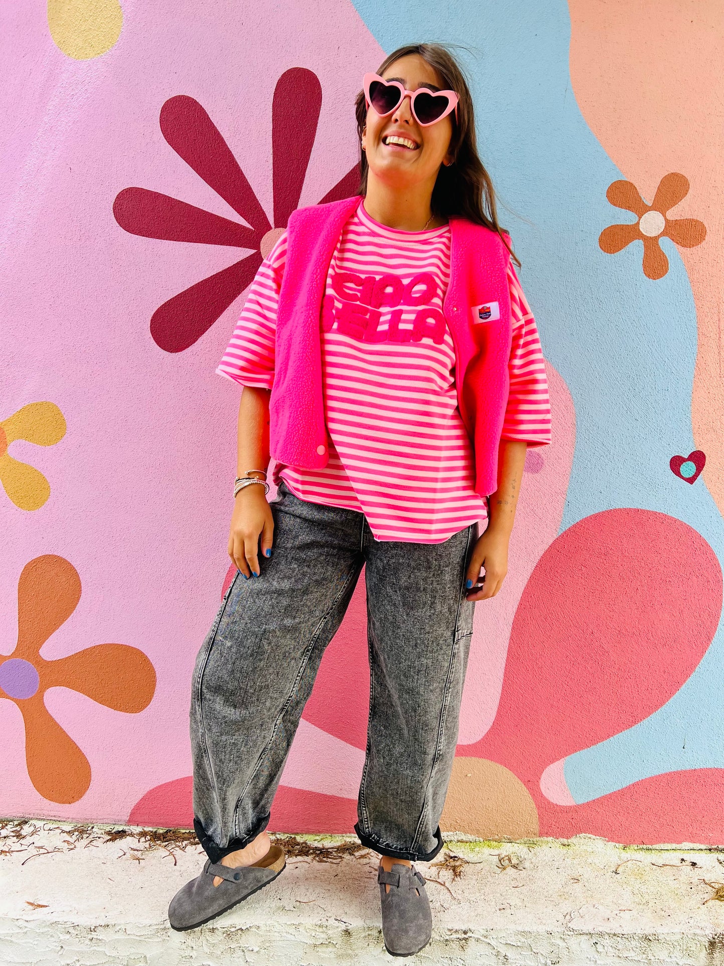 T-shirt Riri - marinière rose