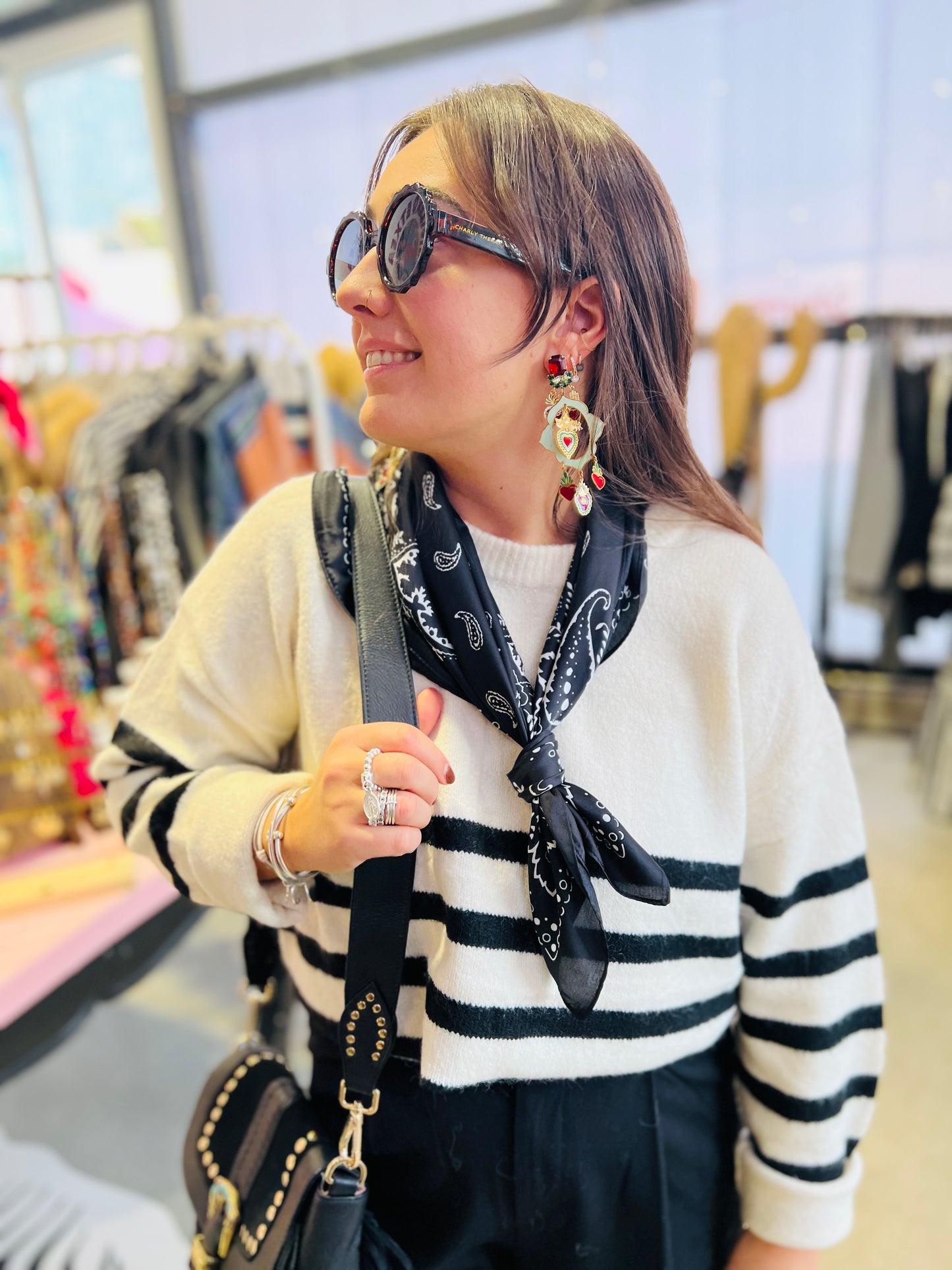 Pull Deauville marinière noire