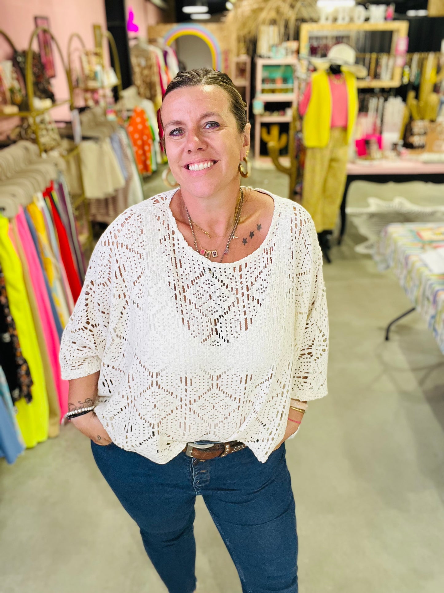 Top Ibiza crochet - écru