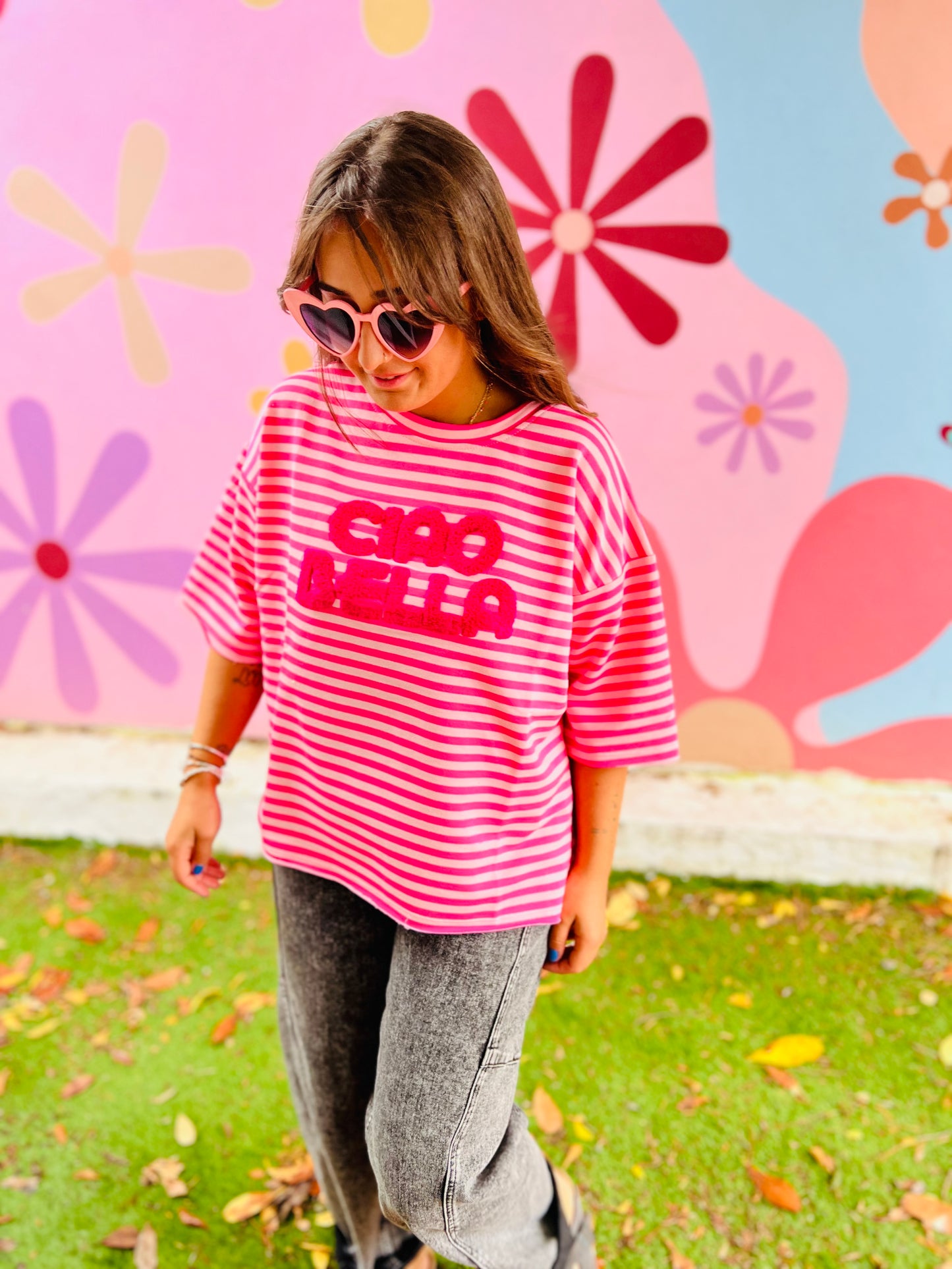 T-shirt Riri - marinière rose