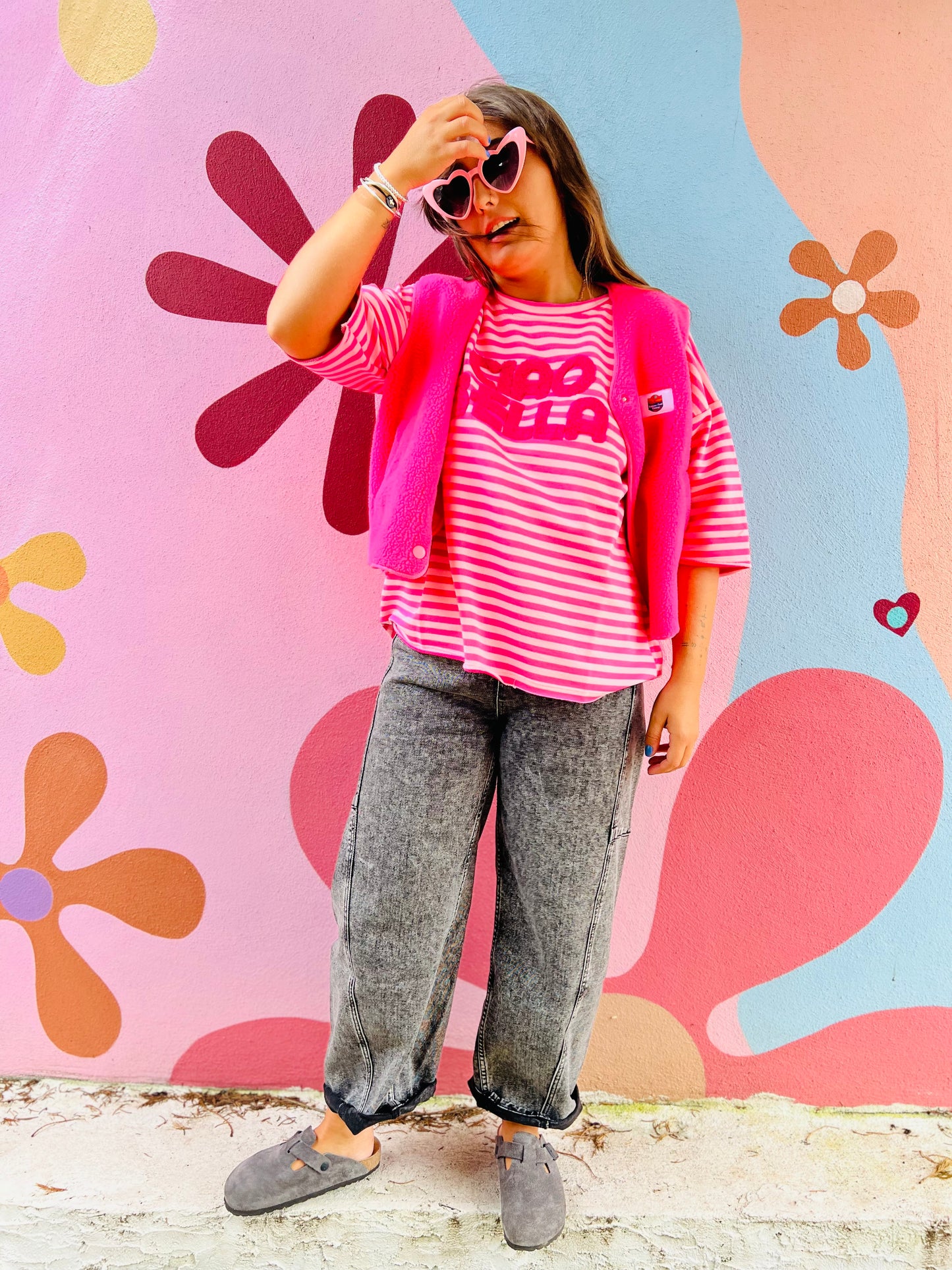 T-shirt Riri - marinière rose