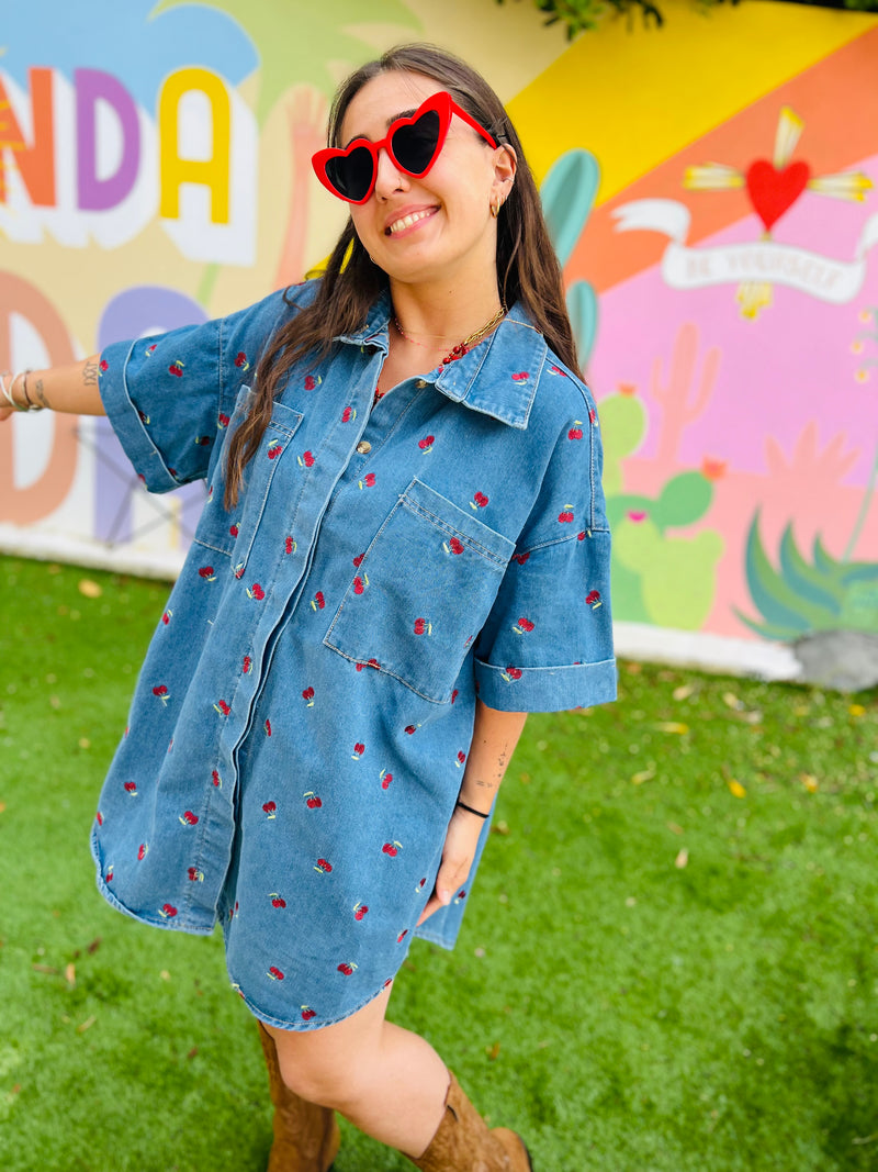 Robe courte en jean CHERRY