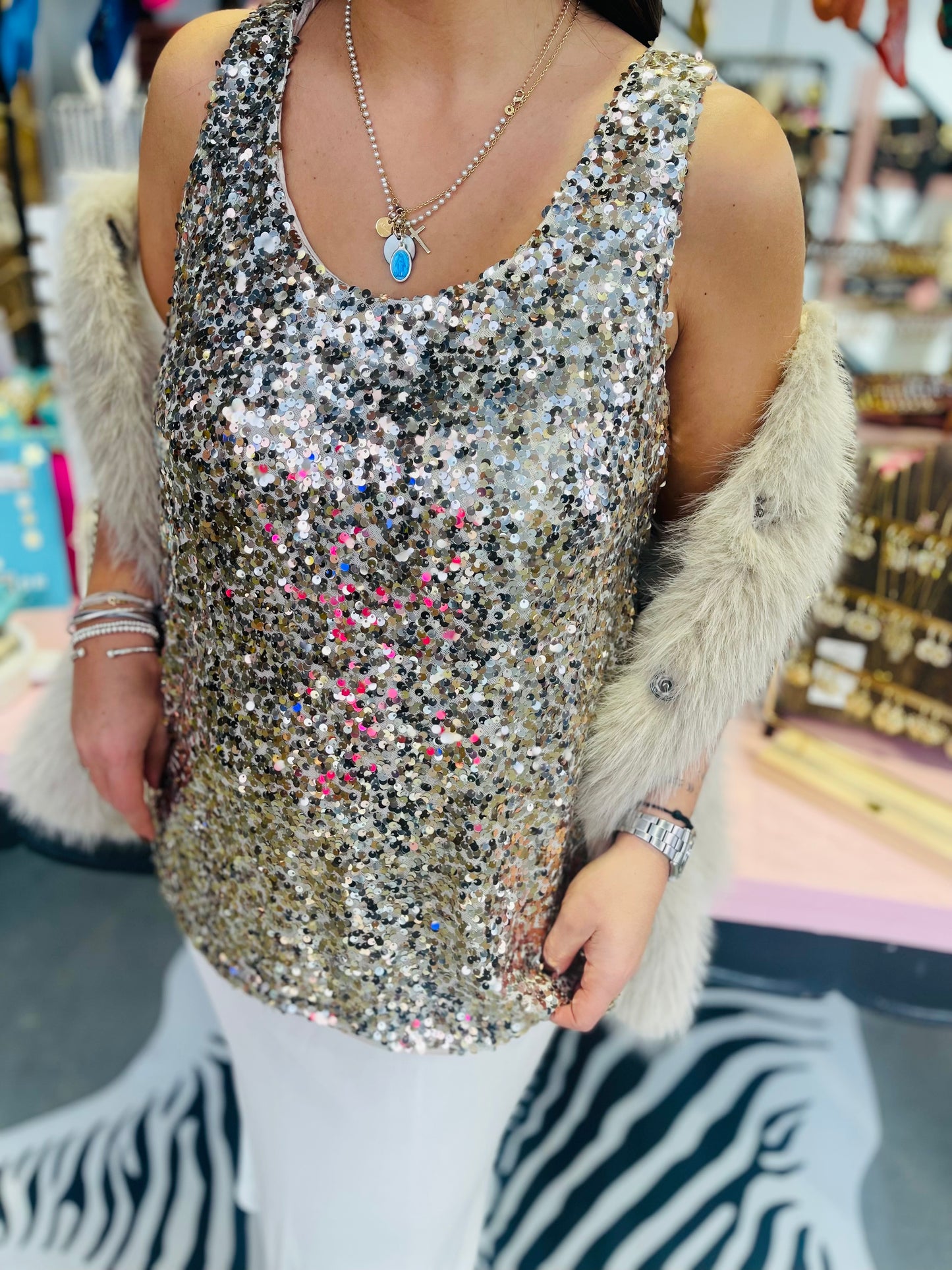 Top sequins Molly - Champagne