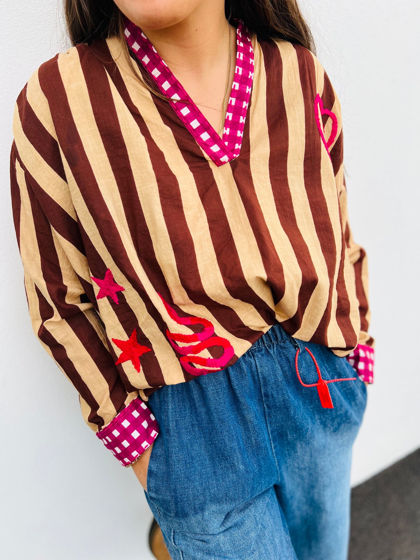 Blouse KIMA - Rayée marron