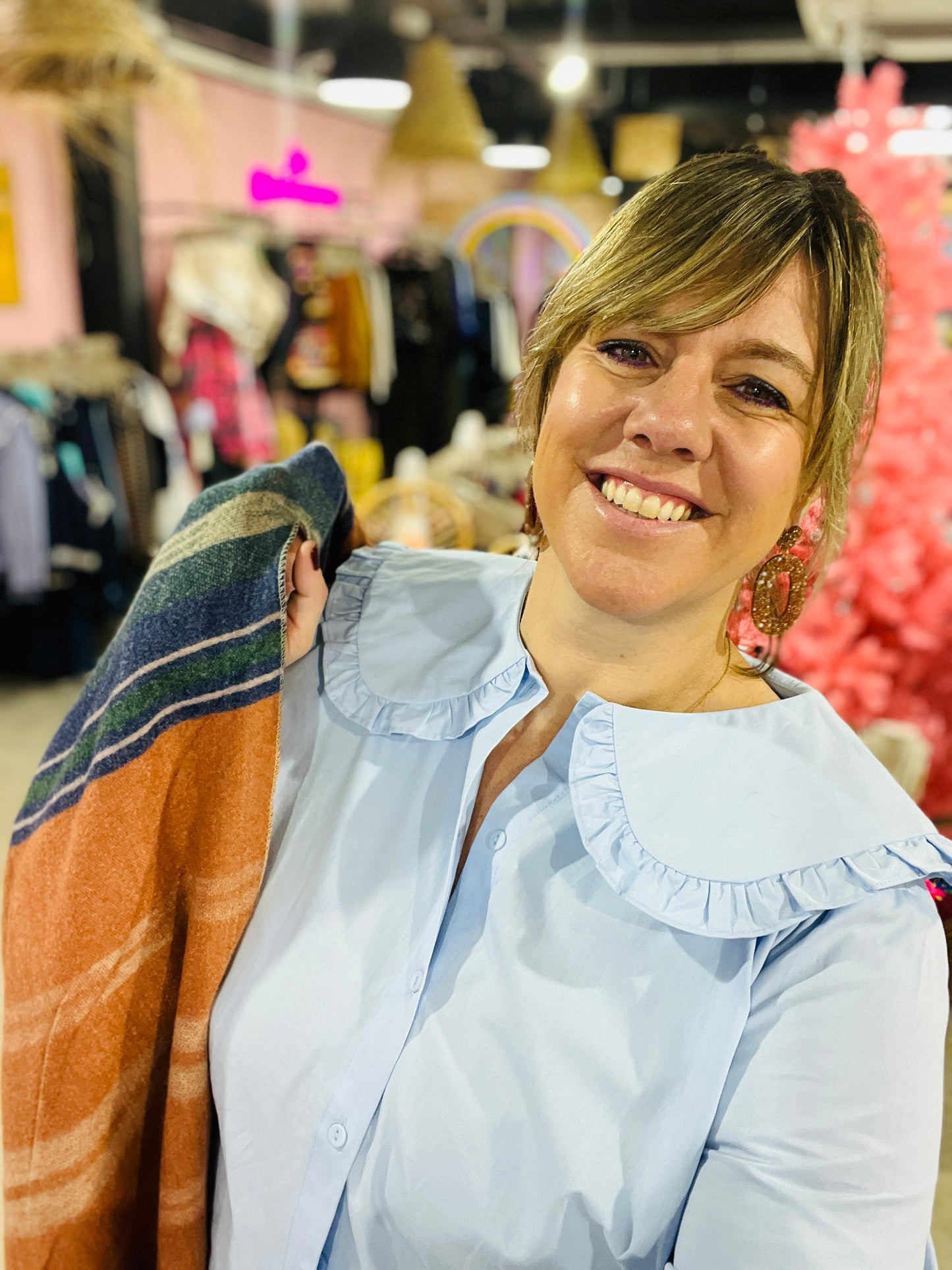 Chemise col claudine Maite - Bleu ciel