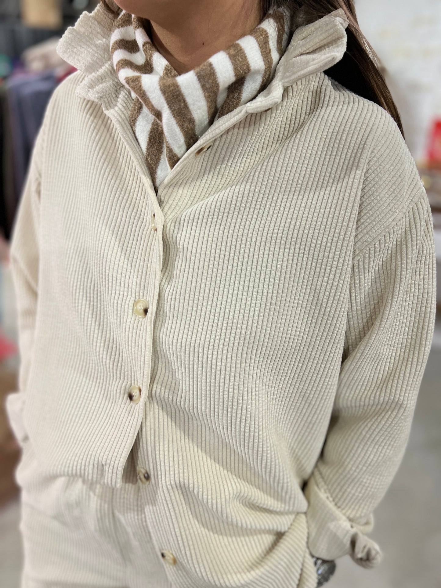 Chemisier velours Mila - Ecru