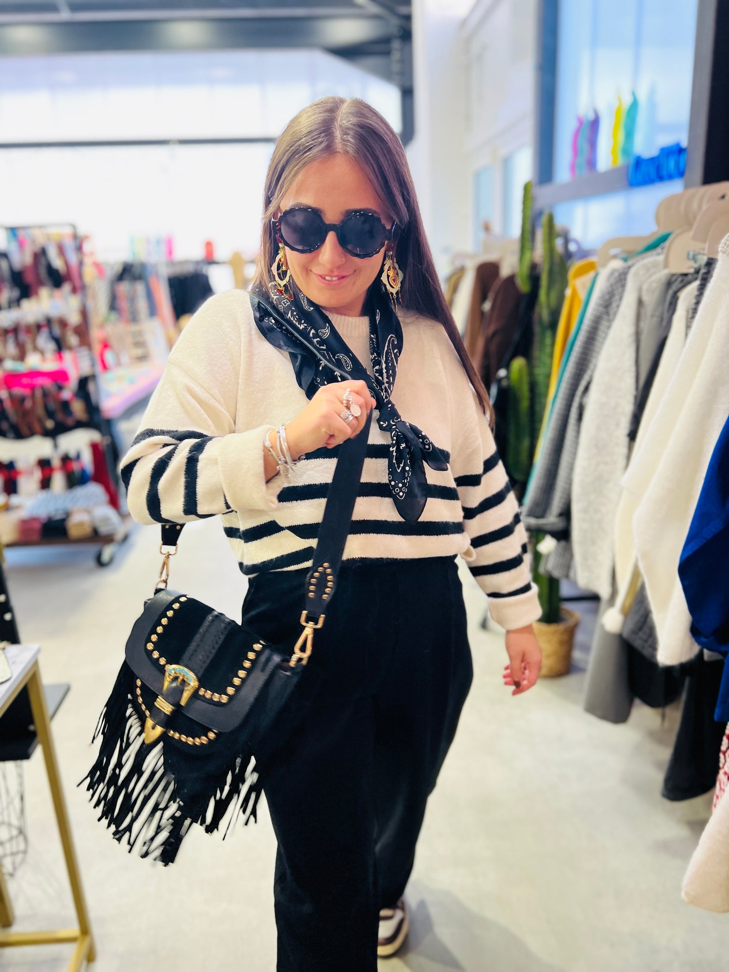 Pull Deauville marinière noire