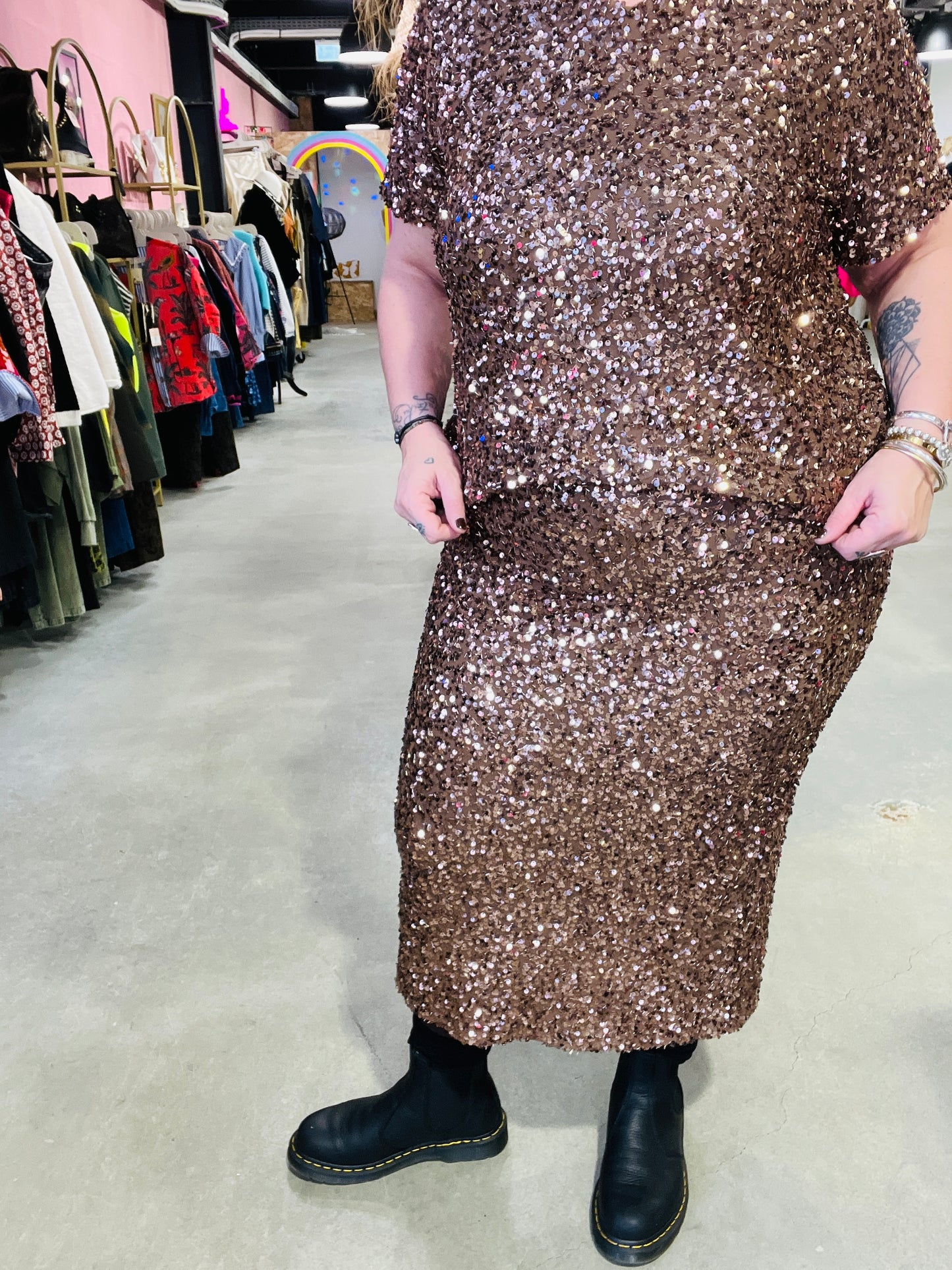 Jupe sequins Elma - Bronze