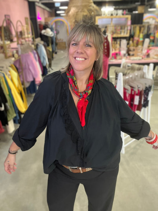 Blouse VELI broderie anglaise - Noir