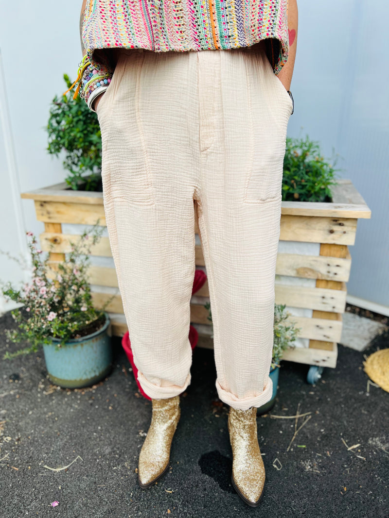 Pantalon SKAR gaze de coton by BANDITAS - rose pâle