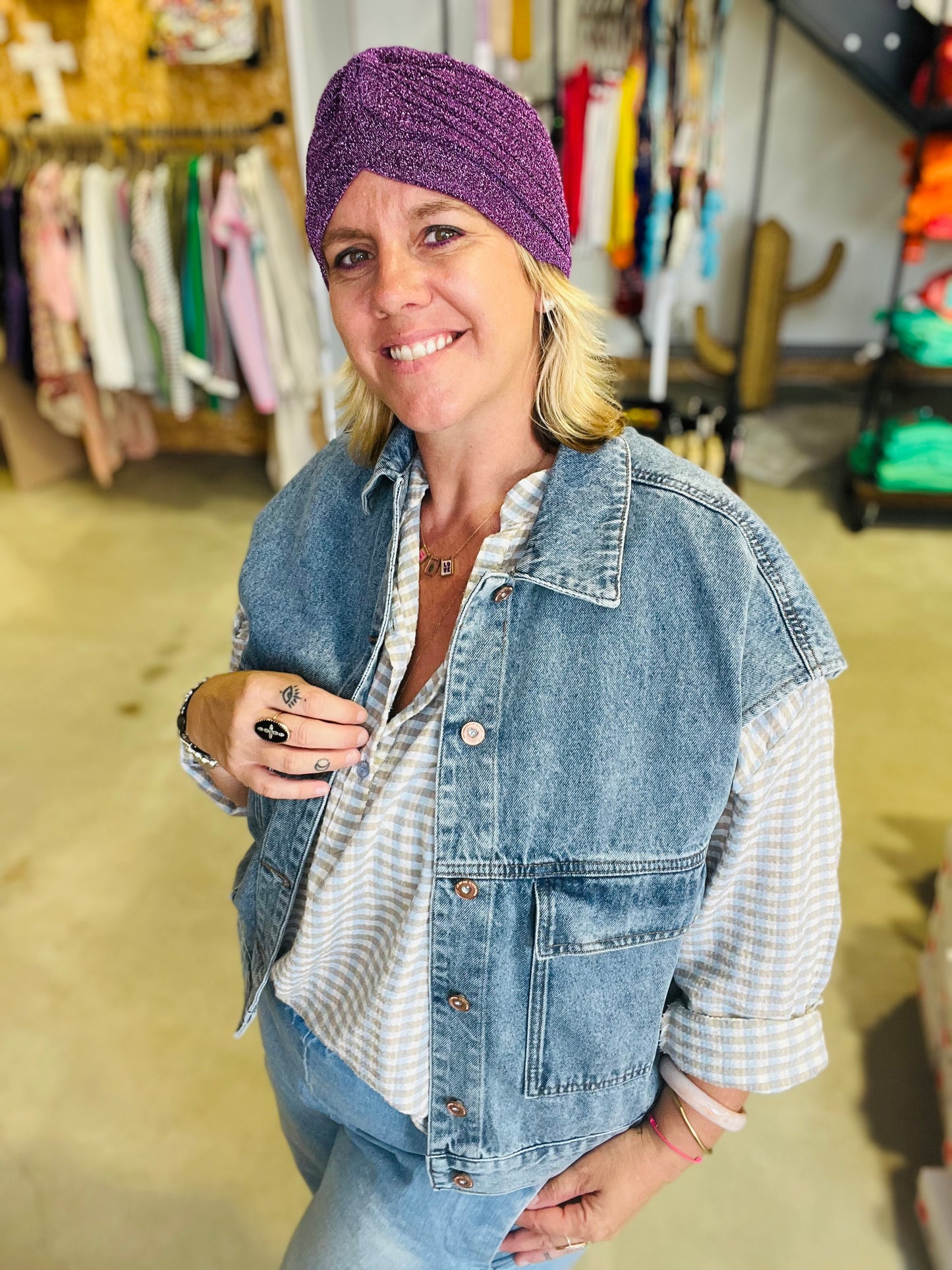 Veste en jean sans manche Cindi